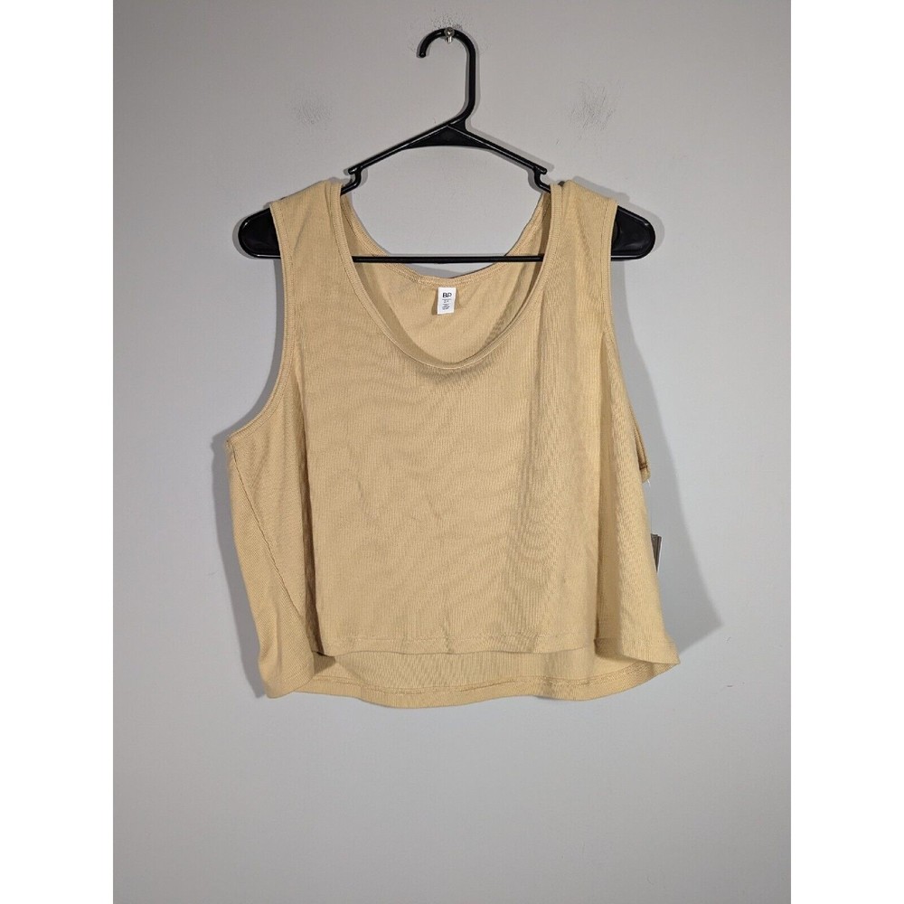 BP Beige Cropped Henley Tank Top Women Plus Size 2X
